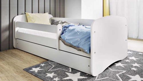Bed babydreams white without pattern with drawer with mattress 140/70