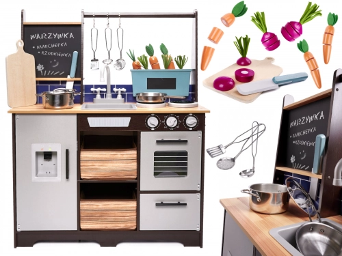 Bērnu koka virtuve MDF ar piederumiem LOFT XXL 96cm