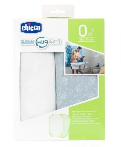 Bērnu palags ar gumiju šūpulim Chicco Baby Hug Air 4in1 39x77 cm 2 gab.