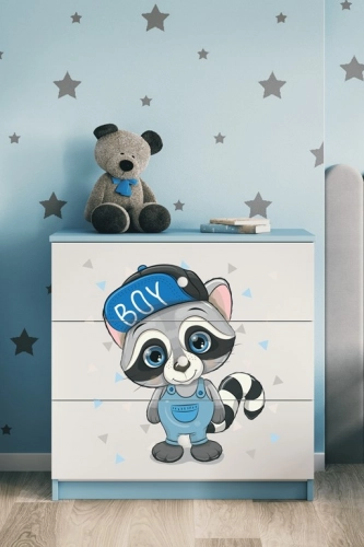 Chest of drawers babydreams blue raccoon