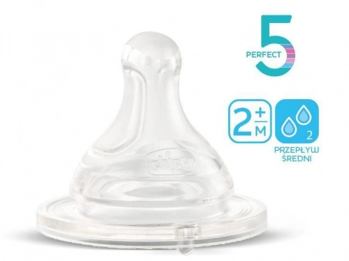 Chicco Smoczki Do Butelki Perfect5 2 szt 2m+ Średni Przepływ