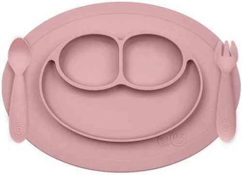 EZPZ Komplet Naczyń Silikonowych Mini Feeding Set Pastelowy Róż