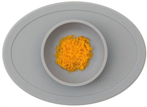 EZPZ Komplet Pierwszych Naczyń Silikonowych First Foods Set Szary