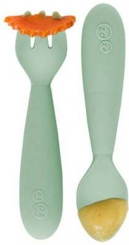 EZPZ Komplet Silikonowych Sztućców Mini Utensils Pastelowa Zieleń