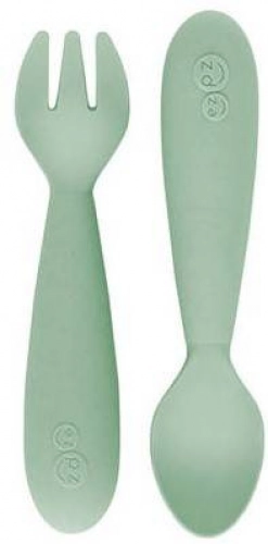 EZPZ Komplet Silikonowych Sztućców Mini Utensils Pastelowa Zieleń