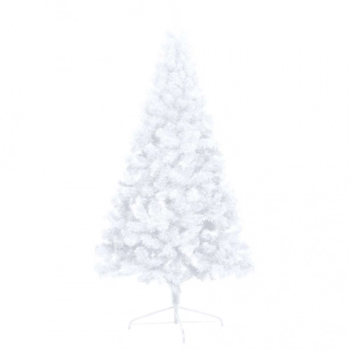 Izgaismota Ziemassvētku Egle Ar Rotājumiem, Balta, 150 Cm Vidaxl
