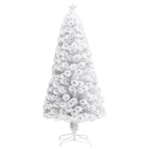 Izgaismota Ziemassvētku Egle, Balta, 120 Cm, Optiskā Šķiedra Vidaxl