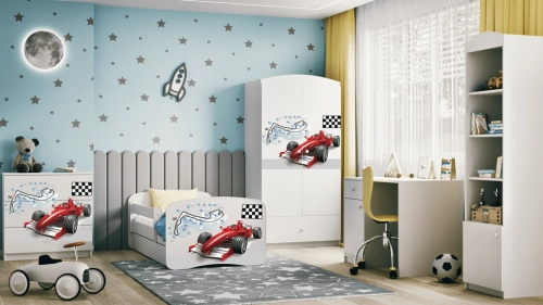 Детская кровать белая Formula с ящиком и латексным матрасом 160x80