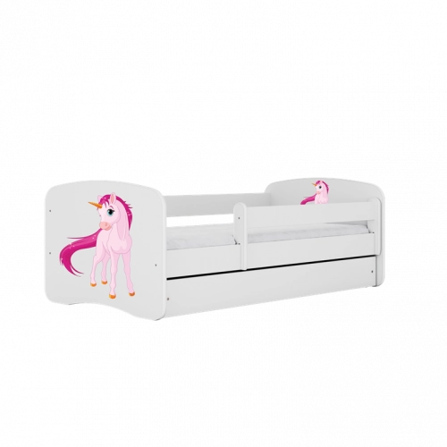 Gulta balta Unicorn ar kokosriekstu matraci bez atvilktnes 180x80