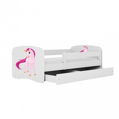 Gulta balta Unicorn ar kokosriekstu matraci bez atvilktnes 180x80