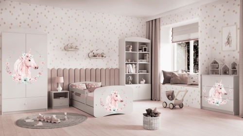 Łóżko babydreams białe konik bez szuflady materac 140/70