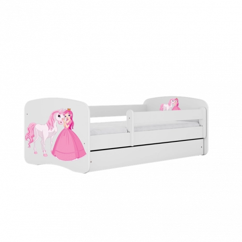 Кровать белая Princess Horse с кокосовым матрасом без ящика 180x80