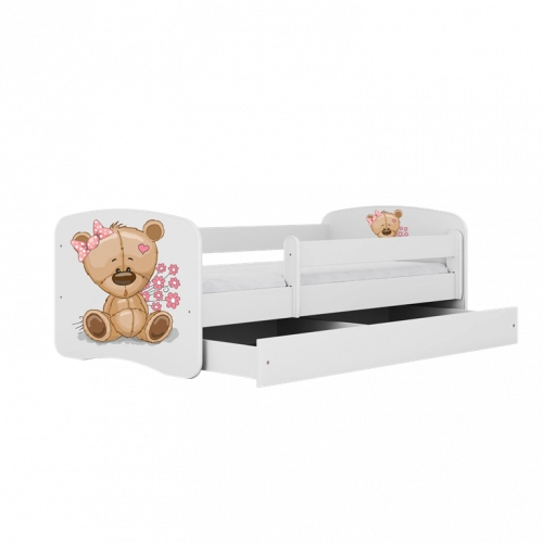 Кровать белая Bear Flowers с кокосовым матрасом без ящика 180x80