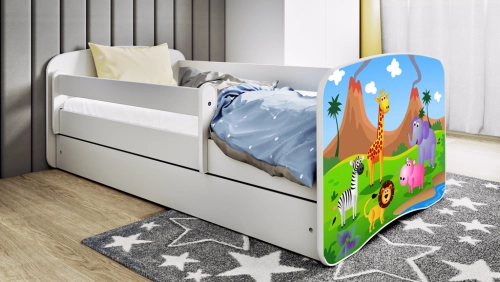 Белая кровать Safari без ящика с матрасом 160x8