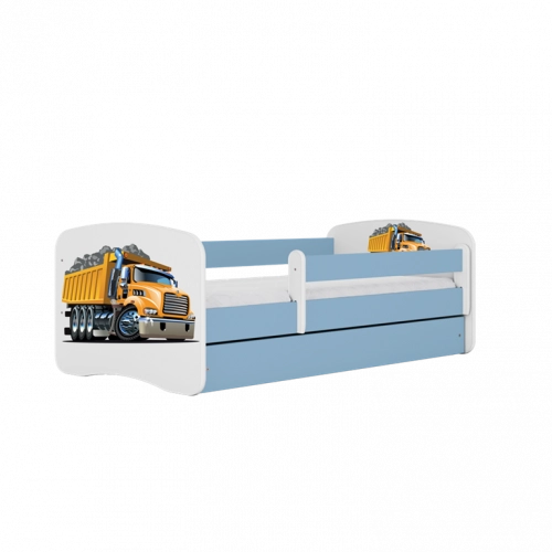 Bērnu zila gulta Truck bez atvilktnes ar matraci 180x80