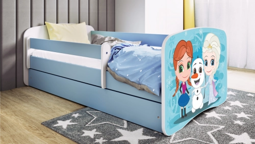 Łóżko babydreams niebieskie kraina lodu z szufladą materac 160/80
