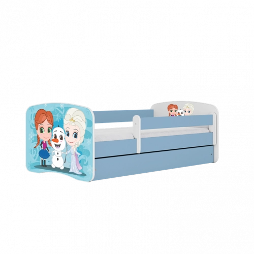 Bērnu gulta Frozen zila ar izvelkamu atvilktni kokosa matracis 180x80