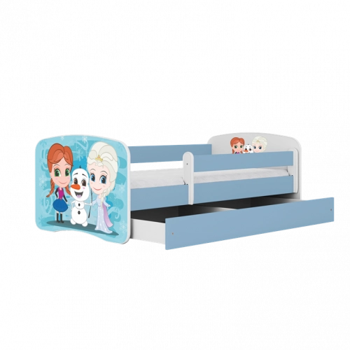 Bērnu gulta Frozen zila ar izvelkamu atvilktni kokosa matracis 180x80