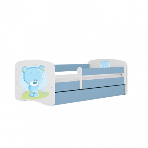 Łóżko babydreams niebieskie niebieski miś bez szuflady materac 140/70