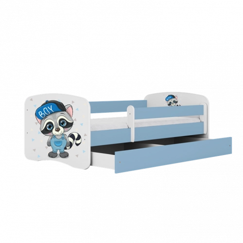 Łóżko babydreams niebieskie szop bez szuflady materac 140/70