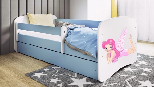 Łóżko babydreams niebieskie wróżka ze skrzydełkami bez szuflady materac 140/70