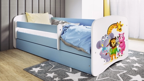Łóżko babydreams niebieskie zoo bez szuflady materac 140/70