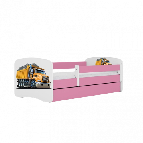 Łóżko babydreams różowe ciężarówka z szufladą materac 140/70