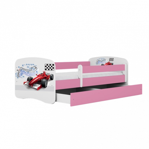 Łóżko babydreams różowe formuła z szufladą materac 140/70
