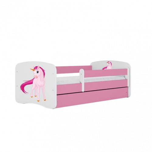Łóżko babydreams różowe jednorożec bez szuflady materac 180/80