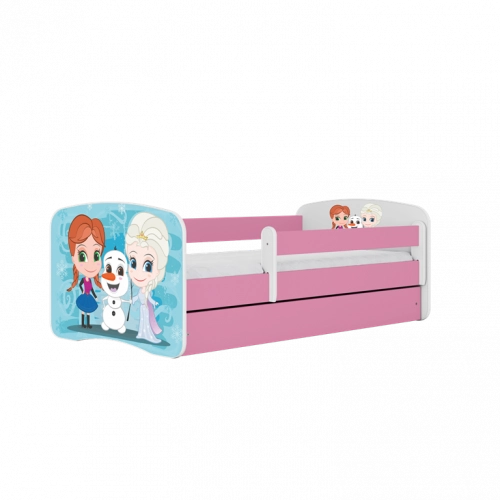 Łóżko babydreams różowe kraina lodu z szufladą materac 140/70