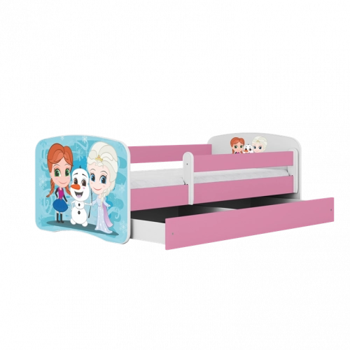 Łóżko babydreams różowe kraina lodu z szufladą materac 140/70