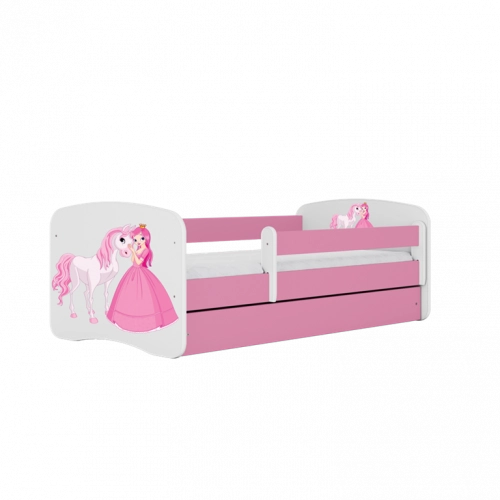 Bērnu gulta Pink Princess Horse bez izvelkamās atvilktnes ar matraci 140x70