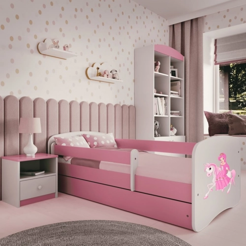 Bērnu gulta Pink Princess on Horse bez izvelkamās atvilktnes ar matraci 160x80