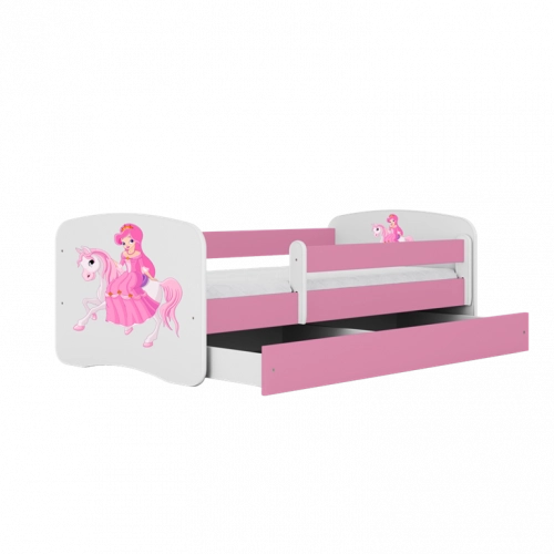 Łóżko babydreams różowe księżniczka na koniku bez szuflady materac 180/80