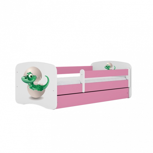 Bērnu gulta Pink Little Dino bez izvelkamās atvilktnes ar matraci 160x80