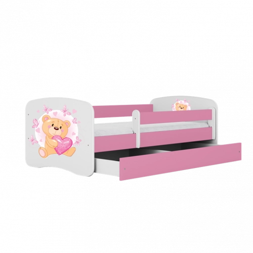 Детская кровать Pink Bear with Butterflies без выдвижного ящика с матрасом 160x80