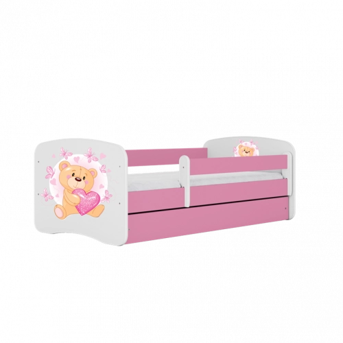 Łóżko babydreams różowe miś motylki z szufladą materac 140/70