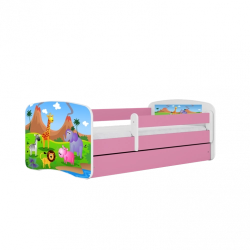 Łóżko babydreams różowe safari z szufladą materac 180/80