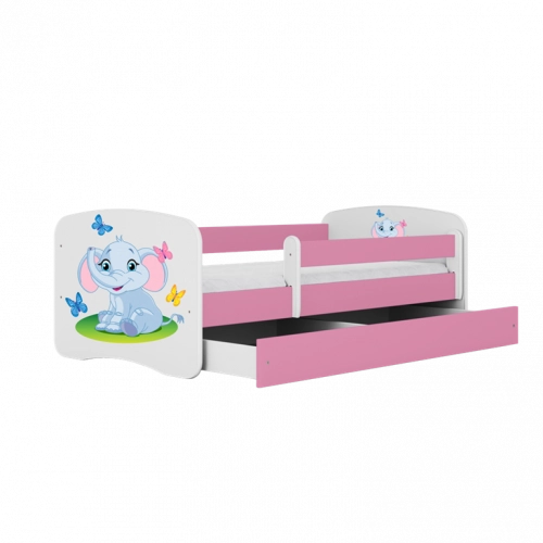 Łóżko babydreams różowe słonik z szufladą materac 180/80