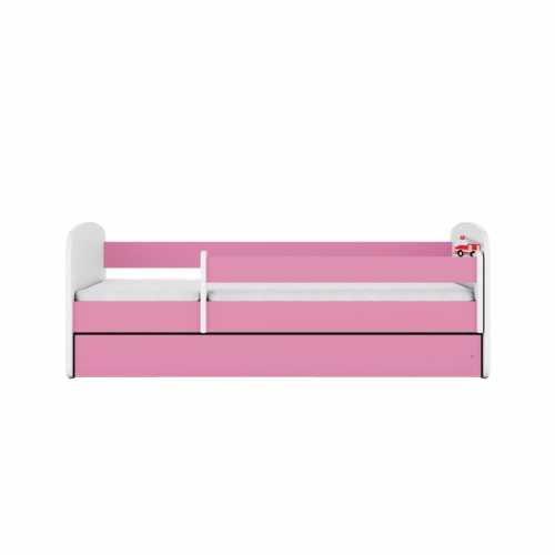 Bērnu gulta Pink Fire Truck bez izvelkamās atvilktnes ar matraci 140x70