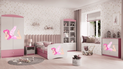 Детская кровать Pink Fairy with Wings без выдвижного ящика матрас 160x80