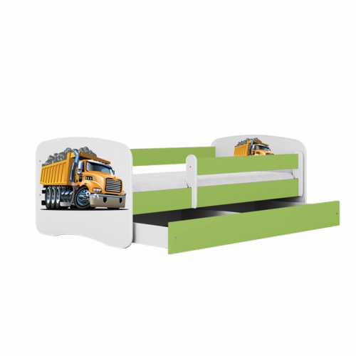 Łóżko babydreams zielone ciężarówka bez szuflady materac 160/80