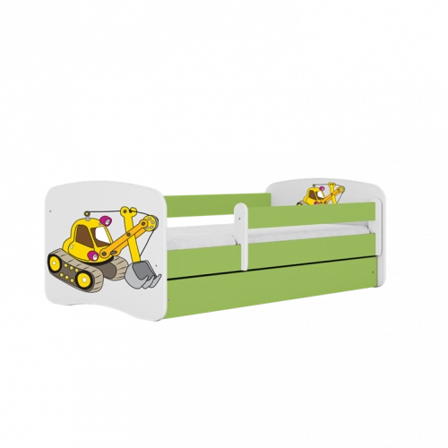 Łóżko babydreams zielone koparka bez szuflady materac 140/70