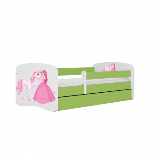 Łóżko babydreams zielone księżniczka konik bez szuflady materac 180/80