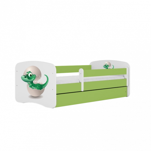 Łóżko babydreams zielone mały dino z szufladą materac 160/80