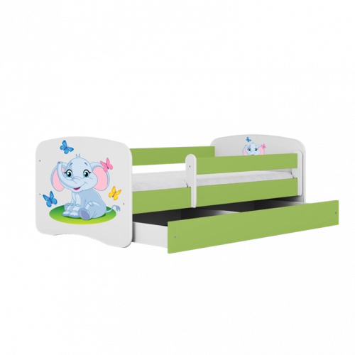 Łóżko babydreams zielone słonik bez szuflady materac 180/80