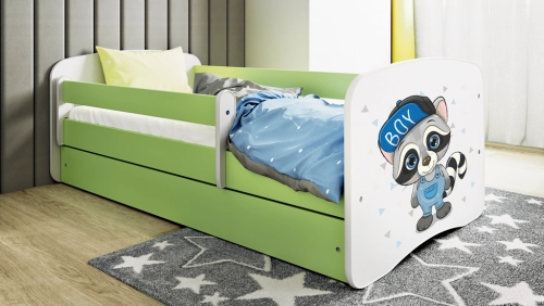 Łóżko babydreams zielone szop z szufladą materac 180/80