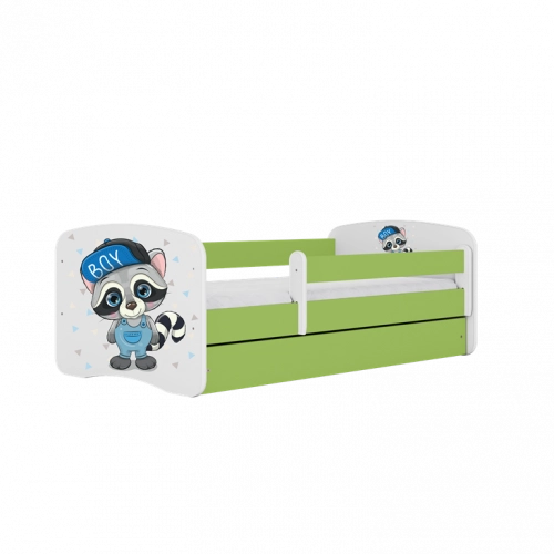 Łóżko babydreams zielone szop z szufladą materac 180/80