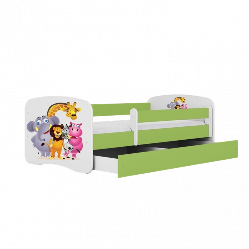 Łóżko babydreams zielone zoo bez szuflady materac 180/80
