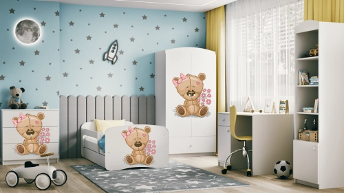 Komoda babydreams biała miś kwiatki